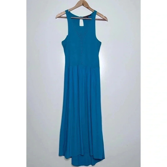 Comptoir Des Cotonniers Anthro Turquoise Sleeveless Midi Dress Size Medium - Picture 1 of 8